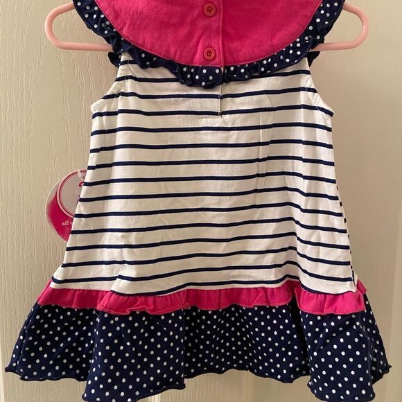 Nannette Kids Girls Pink & Navy Blue Applique Butterfly Yoke Tunic Tank Top 2T - Picture 6 of 6